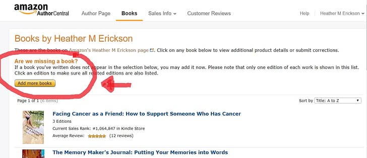 Add Books to your Amazon Author Page